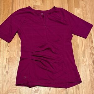 Athleta Pacifica Wrap Front Magenta Short Sleeve Athletic Tee Shirt